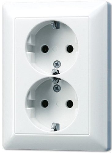 Розетка с заземлением без рамки Jung EcoProfi 1-м. 2 мод. белый картинка